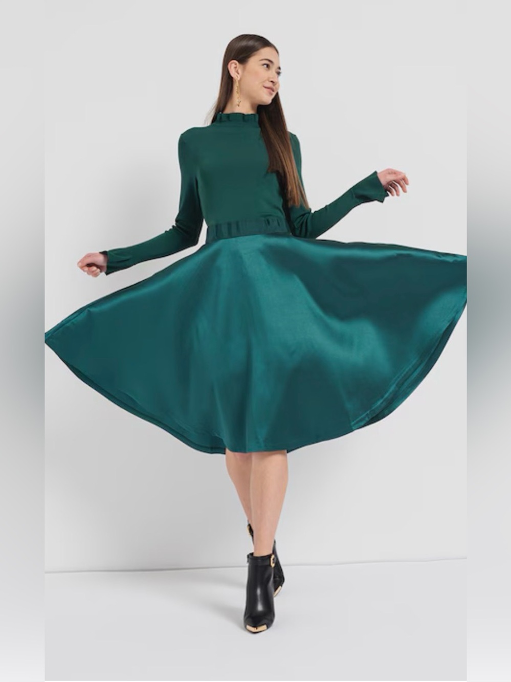 Ted Baker London Emerald Green Satin Midi Dress